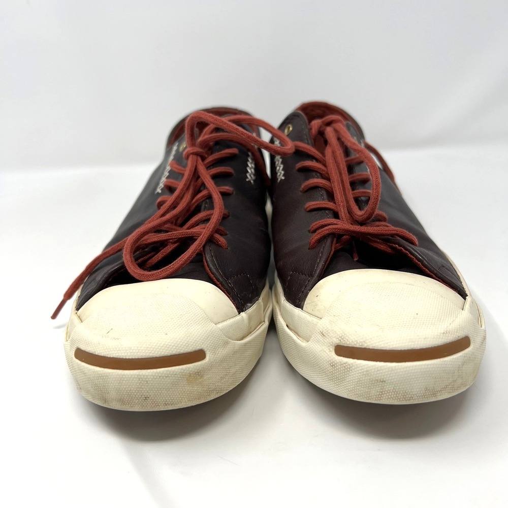Converse Jack Purcell Leather Sneakers Brown Cross Stitch Mens 9 Womens 10.5 - Picture 3 of 11